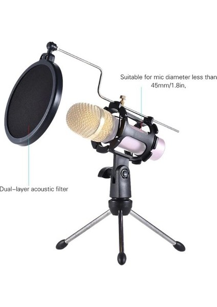 Masa Üstü Pop Filtreli Mikrofon Tutucu Stand fiyatları
