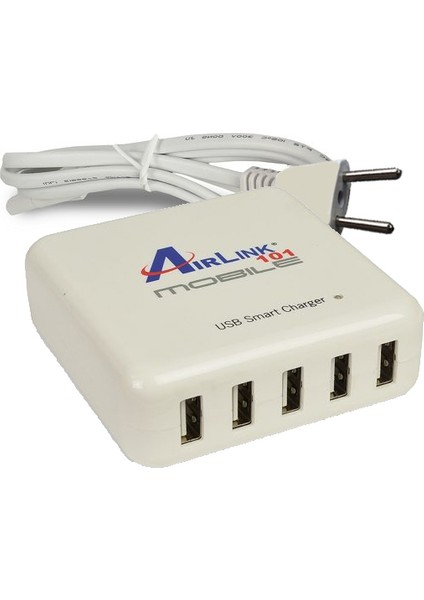 40W-8A 5 x USB Çoklayıcı Hızlı Priz Şarj Aleti-Beyaz