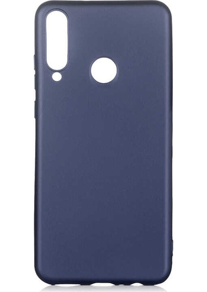 Huawei Y6P Kılıf Mat Premium Silikon Kılıf Lacivert + Tam Kaplayan 5D Cam Ekran Koruyucu