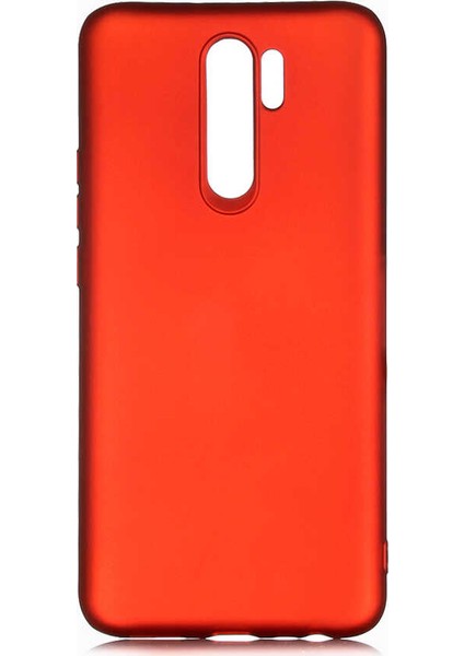 Xiaomi Redmi 9 Kılıf Mat Premium Silikon Kılıf Kırmızı + Tam Kaplayan 5D Cam Ekran Koruyucu