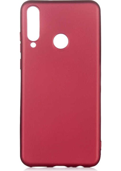 Huawei Y6P Kılıf Mat Premium Silikon Kılıf Bordo + Cam Ekran Koruyucu