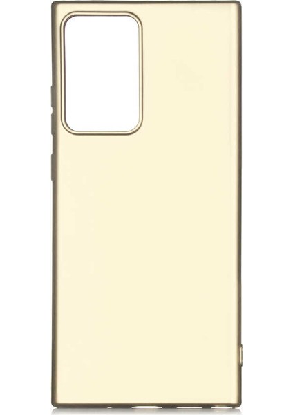Samsung Galaxy Note 20 Ultra Kılıf Mat Premium Silikon Kılıf Gold + 360 Full Body Ekran Koruyucu (Ön Arka)