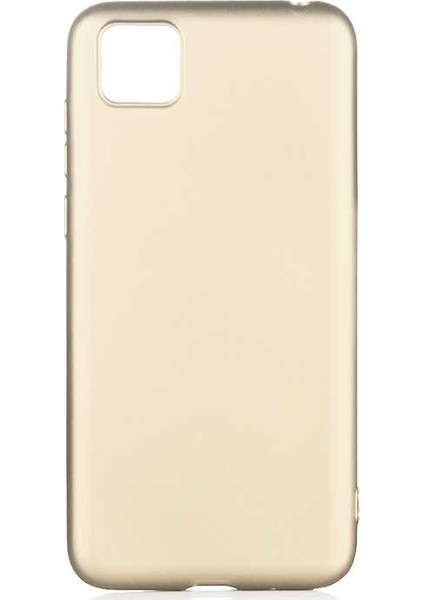 Huawei Y5P Kılıf Mat Premium Silikon Kılıf Gold + Cam Ekran Koruyucu