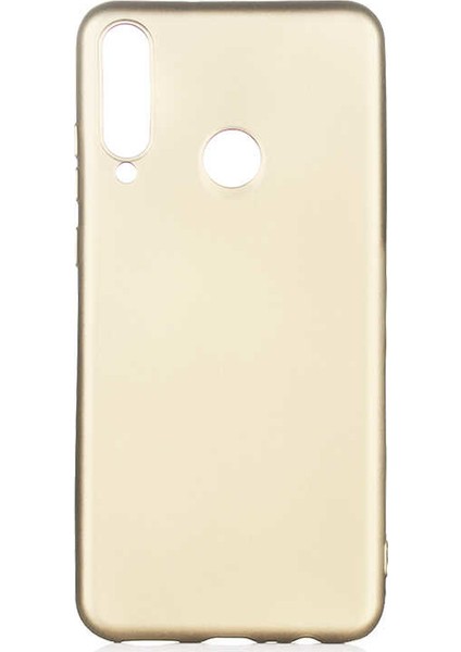 Huawei Y6P Kılıf Mat Premium Silikon Kılıf Gold + Tam Kaplayan 6D Nano Ekran Koruyucu