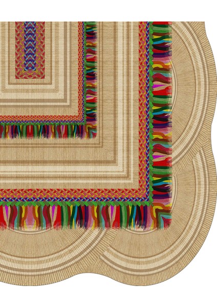 Begonya Lazer Kesim Kaymaz Taban Dijital Baskı Halı ST600167VZ02 fırsatları