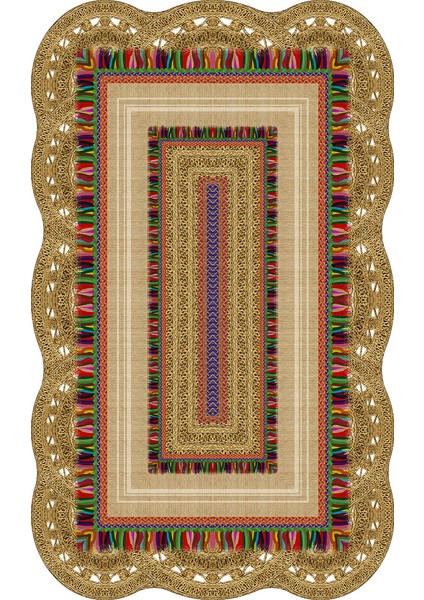 Begonya Lazer Kesim Kaymaz Taban Dijital Baskı Halı ST600169KR08