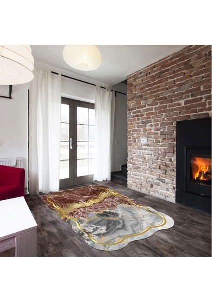 Çiğdem Lazer Kesim Kaymaz Taban Dijital Baskı Halı ST600187MR04
