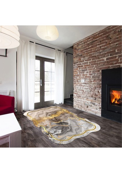 Çiğdem Lazer Kesim Kaymaz Taban Dijital Baskı Halı ST600185AL08