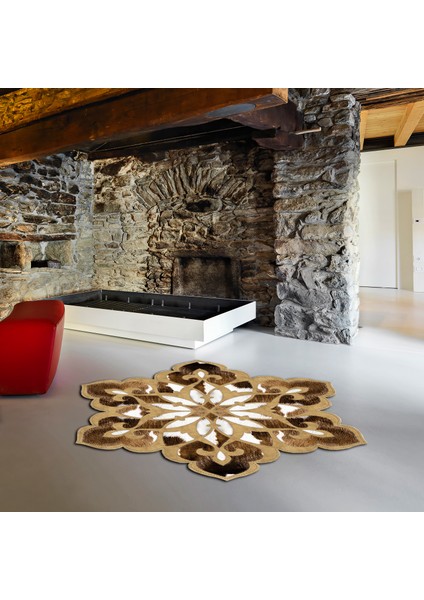 Lidya Lazer Kesim Kaymaz Taban Dijital Baskı Yuvarlak Halı ST600129KA12