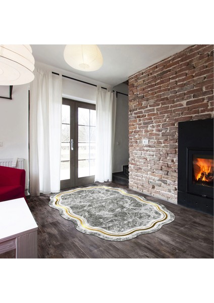 Menekşe Lazer Kesim Kaymaz Taban Dijital Baskı Halı ST600203GL06
