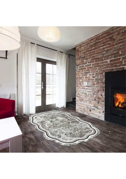 Menekşe Lazer Kesim Kaymaz Taban Dijital Baskı Halı ST600204GR07