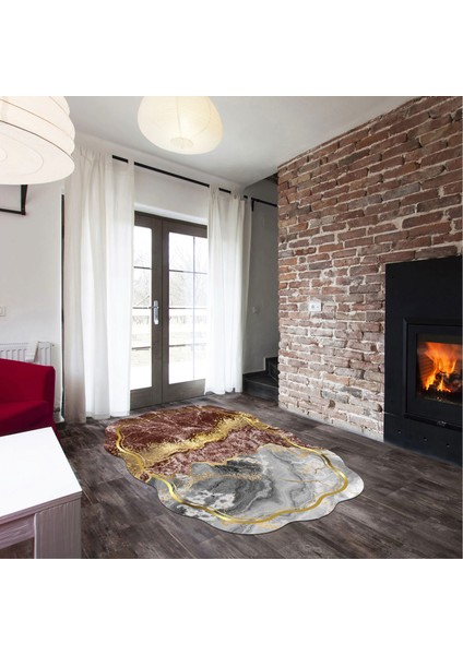 Mimoza Lazer Kesim Kaymaz Taban Dijital Baskı Halı ST600186MR02