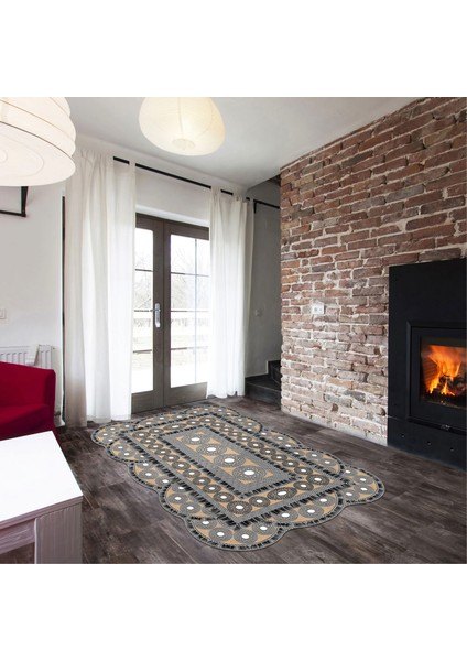 Sümbül Lazer Kesim Kaymaz Taban Dijital Baskı Halı ST600177GR10