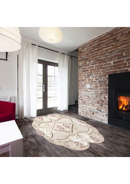 Yasemin Lazer Kesim Kaymaz Taban Dijital Baskı Halı ST600158BJ10