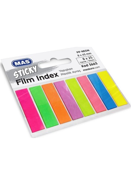 Mas 3663 Film Index 8 mm x 45 mm 8 x 25 cm Sayfa PP 8 Renk