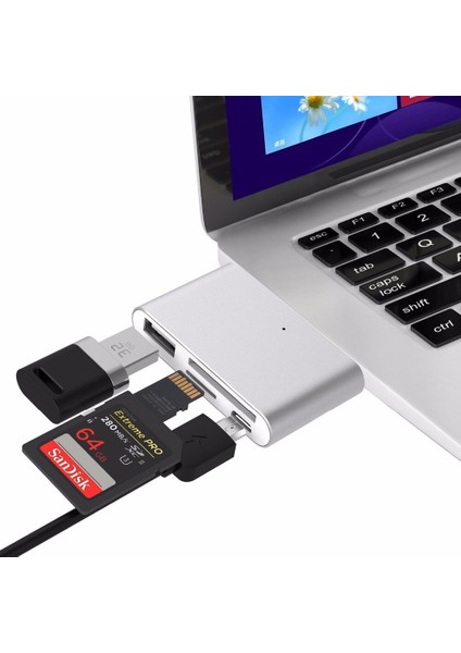 4397 Type C USB 3.1 Kart Okuyucu Sd Microsd Tf Hub All In Çevirici Dönüştürücü Adaptör