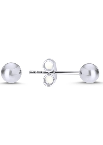 4 mm Sade Top Rodyum Kaplama Küpe