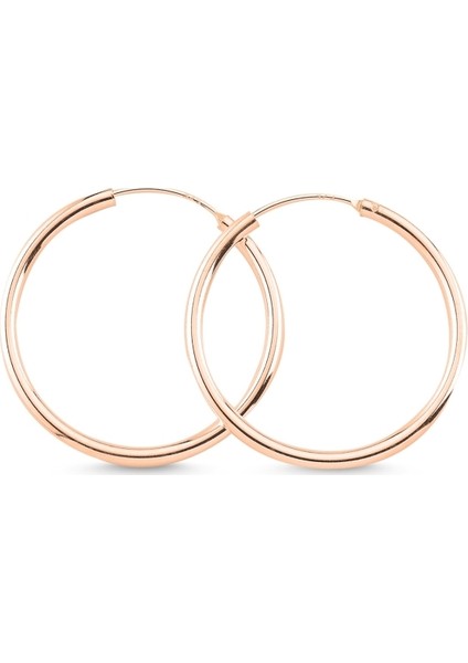 Rose Kaplama 20 mm Sade Halka Gümüş Küpe