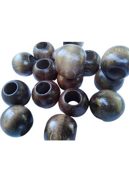 16 mm Ahşap Boncuk - 100 gram ( Kahverengi )