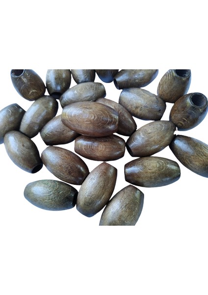 30 mm Oval Ahşap Boncuk - 50'li