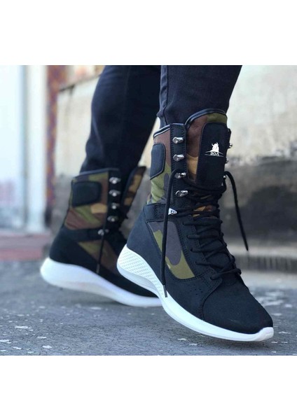 -BA0600 Bağcıklı Siyah Kamuflaj Boksör Unisex Spor Postal Bot