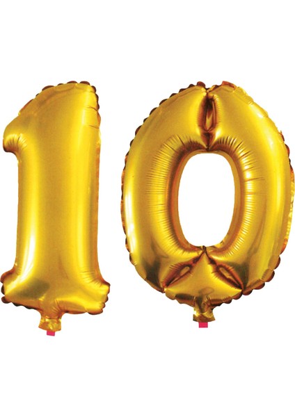 10 Yaş Sayı Folyo Balon Altın 90 cm