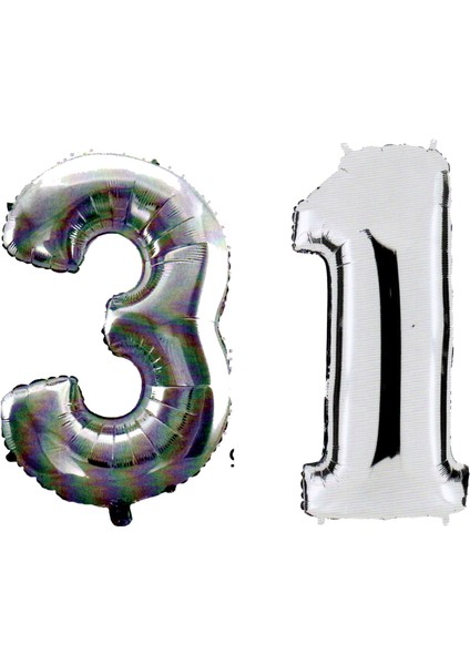 31 Yaş Sayı Folyo Balon Gümüş 90 cm