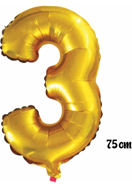 75 cm 3 Rakam Folyo Balon Altın