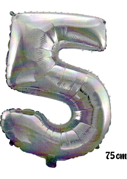75 cm 5 Rakam Folyo Balon Gümüş
