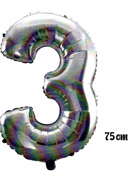 75 cm 3 Rakam Folyo Balon Gümüş
