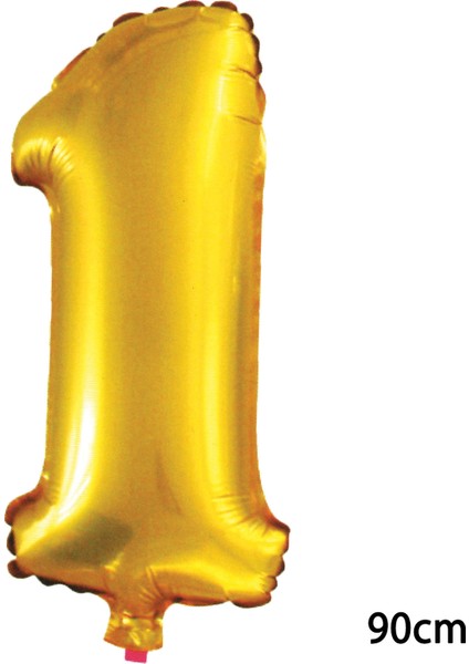 90 cm 1 Rakamı Folyo Balon Altın