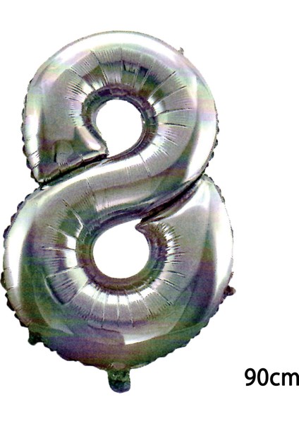 90 cm 8 Rakamı Folyo Balon Gümüş