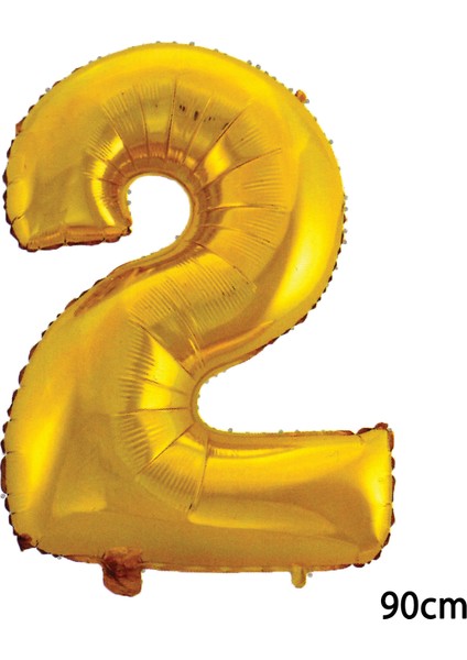 90 cm 2 Rakamı Folyo Balon Altın