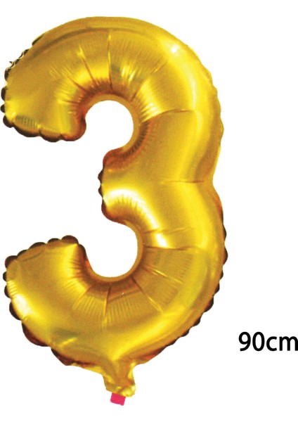 90 cm 3 Rakamı Folyo Balon Altın