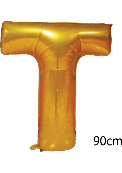 90 cm T Harfi Folyo Balon Altın