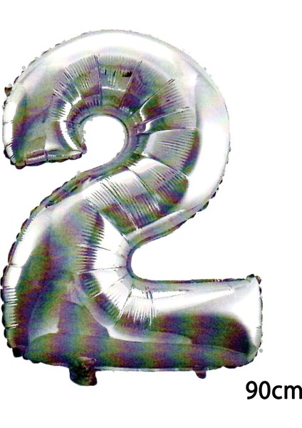 90 cm 2 Rakamı Folyo Balon Gümüş