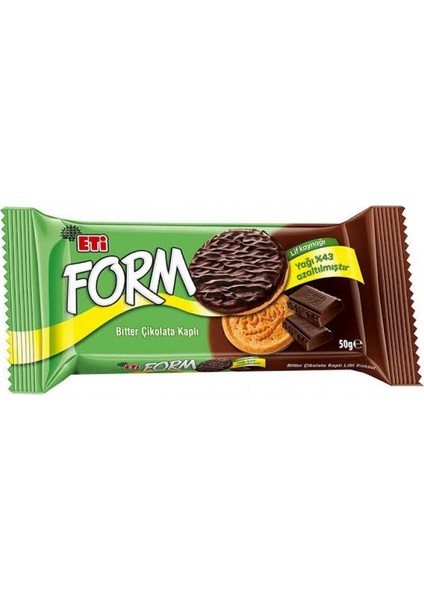 Form Bitter Çikolata Kaplı Lifli Bisküvi 50 gr (K:39354) -24'Lü
