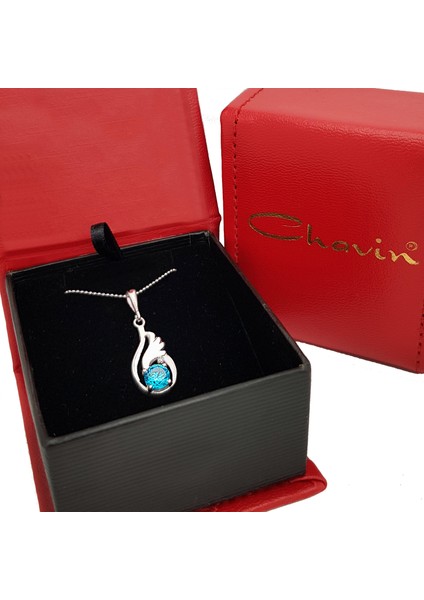 Topaz Melek Kanadı 0.015 Crt. Pırlanta Gümüş Kolye CC84X