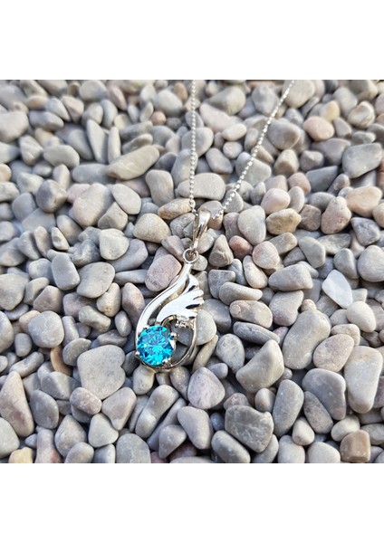 Topaz Melek Kanadı 0.015 Crt. Pırlanta Gümüş Kolye CC84X fiyatları