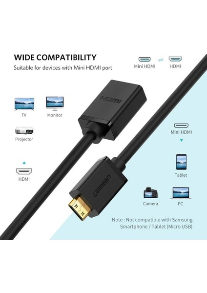Mini HDMI To HDMI Dönüştürücü Kablo 22 cm
