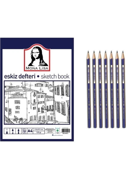 Mona Lisa A5 Eskiz Defteri ve Faber-Castell Dereceli Kalem Seti