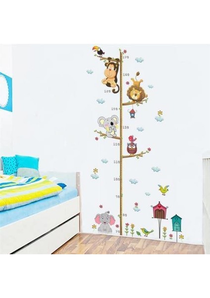 Cosy Home Gift Renkli Ağaç Sevimli Hayvanlar Boy Ölçer  Çocuk Odası Sticker