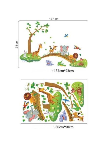 Sevimli Hayvanlar Köprü Ağaç Çocuk Odası Sticker fırsatları