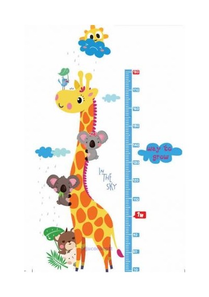 Gelişim Boy Ölçer Boy Cetvel Zürafa Koala Güneş Bulut Çocuk Odası Sticker