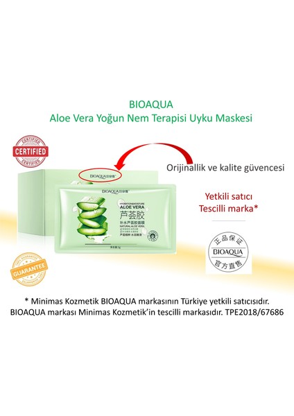 Aloe Vera Yoğun Nem Terapisi Uyku Maskesi 2 gr x 30 adet