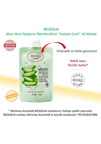 Bıoaqua Aloe Vera Yatıştırıcı Nemlendirici "Instant Cure" Jel Maske 170 gr