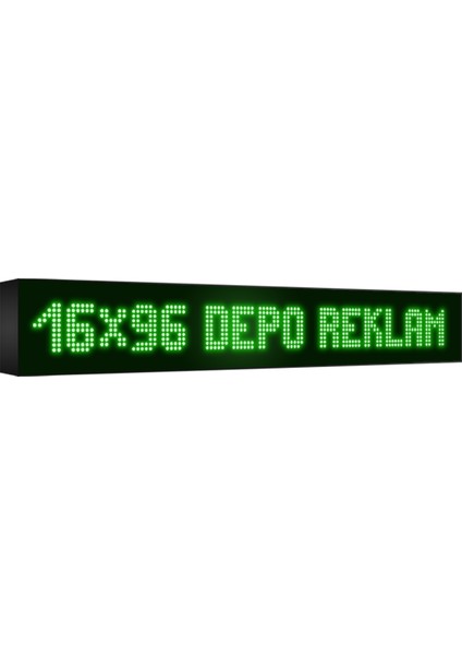 Depo Tabela Reklam Yeşil Kayan Yazı LED Tabela 16 x 96 cm Çift Taraflı