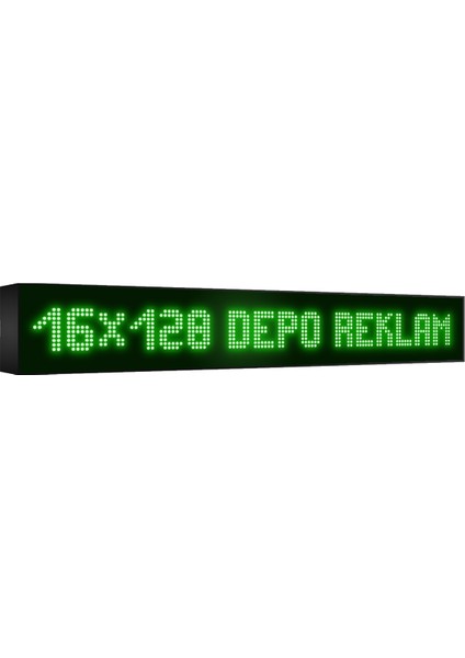 Depo Tabela Reklam Yeşil Kayan Yazı LED Tabela 16 x 128 cm Çift Taraflı