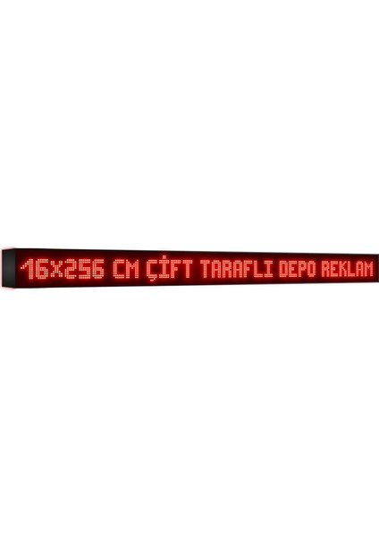 Kırmızı Kayan Yazı LED Tabela 16 x 256 cm Çift Taraflı