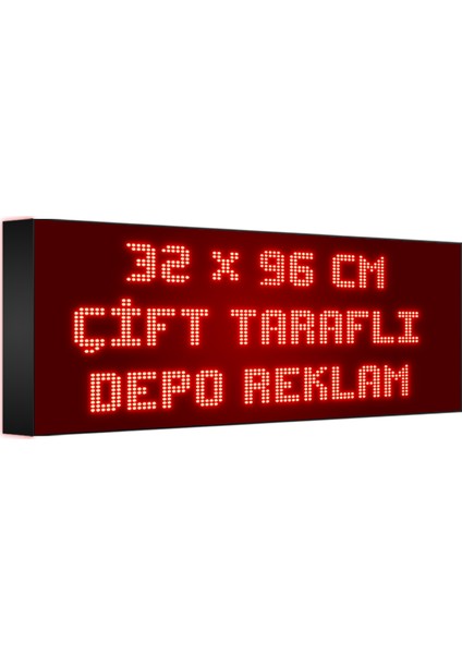 Kırmızı Kayan Yazı LED Tabela 32 x 96 cm Çift Taraflı